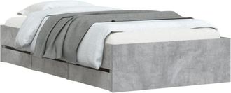 vidaXL Bed Frame with Drawers without Mattress Concrete Grey 75x190 cm Small Single Vidaxl