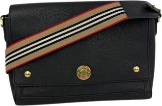 Burberry Pre-owned Grainy Calfskin Note Crossbody Bag - Dames - Vintage Schoudertas - Zwart - ONE Size - Leer - Vintage