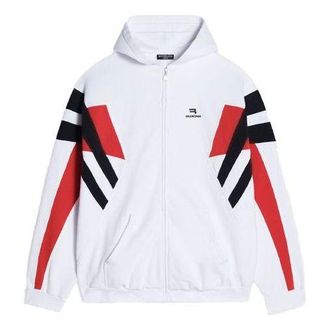 Balenciaga Sporty B Zip-Up Tracksuit Hoodie White Black Red 675330TLVA39028