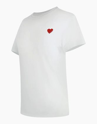 Love Moschino Womens Love Moschino Small Red Heart Logo White T-Shirt - Size: 18/16
