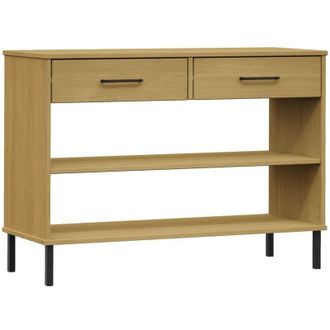 vidaXL Armario Consola Patas De Metal Madera Maciza Pino Marr&oacute;n Oslo Vidaxl