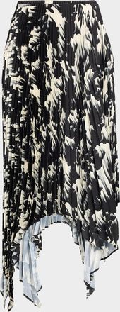 Marques Almeida Floral Plisse Midi Skirt