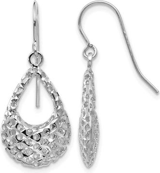 Diamond2Deal 14K White Gold Shepherd Hook Drop Dangle Earrings