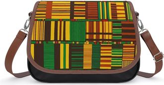 Generic African Kente Cloth Pattern Small Womens Crossbody Bags Shoulder Handbag with Adjustable Strap for Travel