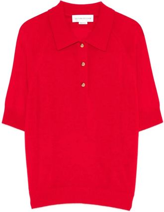 Victoria Beckham Polo Top - Dames - Polos - Rood - M - Wol - Tops