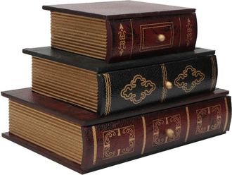 OEM Caja De Almacenamiento Vintage, Caja Cl&aacute;sica De Madera Marr&oacute;n Con Forma De Libro, Caja De Almacenamiento Oculta, Joyero, Caja Decorativa Con Forma De 