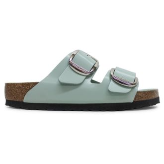 Birkenstock Arizona Big Buckle Patent Leather Unisex Comfort Sandals - High Shine Surf Green - Size:UK 5.5