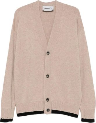 Amaranto distressed-trim V-neck cardigan - Neutrals