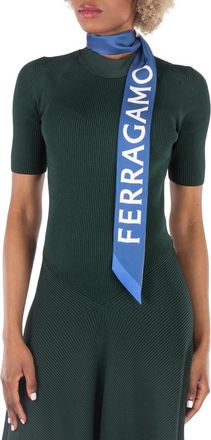 Ferragamo Ladies Green Wild Berry Print Silk Bandeau