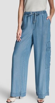 DKNY Denim Drawstring Cargo Pants in Stream Wash at Nordstrom, Size Large
