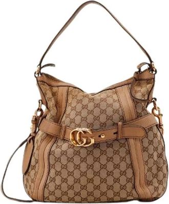 Gucci Pre-owned Le Hobo Running - Dames - Vintage Schoudertas - Beige - ONE Size - Leer - Vintage