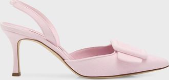 Manolo Blahnik Maysli Suede Buckle Halter Pumps