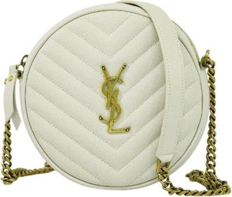 Saint Laurent Pre-owned Cross Body Bags, female, White, Size: ONE SIZE Pre-owned Leather Cross Body Bag