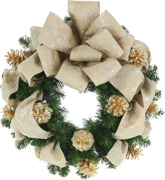 Creative Displays Inc. 26In Holiday Wreath With Gold Pinecones And Snowflake Bow