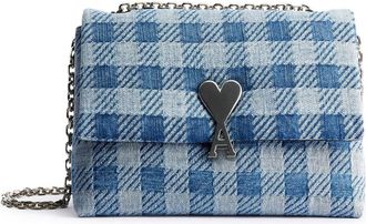 Ami Voulez-vous check-print shoulder bag - women - Calf Leather/Cotton - OS - Blue