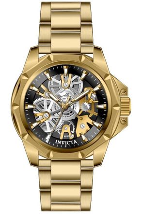 Invicta Objet D Art 50380 Heren Horloge - Quartz Uurwerk - Roestvrij Staal met zwarte Wijzerplaat - 44mm