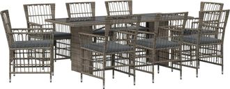 vidaXL Juego De Comedor Para Exteriores 9 Uds. Gris Rat&aacute;n Sint&eacute;tico Vidaxl