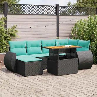 vidaXL Vidaxl Set Divani Da Giardino Con Cuscini 7pz Nero Polyrattan