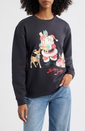 Vinyl Icons Holly Jolly Santa Crewneck Sweatshirt in Phantom at Nordstrom Rack, Size Small