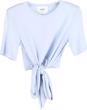 BA&SH Ba & sh Yay Short-Sleeve Tied T-shirt in LIght Blue Viscose