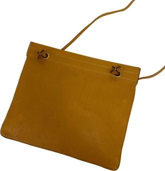 Herm&egrave;s Brown Fjord Leather Shoulder Bag Tote Bag (Pre-Owned)