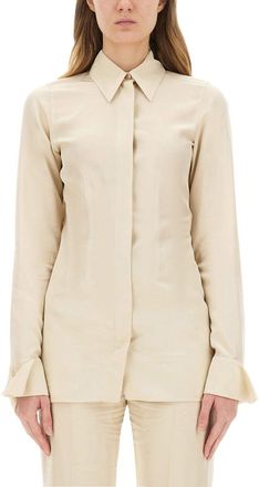 Sportmax Slim Fit Viscose Shirt With Unique Open Back Design