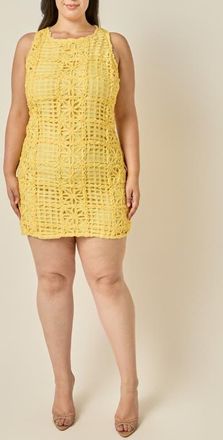 endless rose Floral Lace Minidress in Butter at Nordstrom, Size 1X