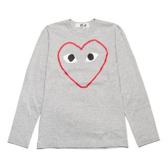 Comme Des Gar&ccedil;ons Red Love Printing Gray Long Sleeves Grey AZ-T270-051