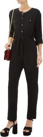 Diane Von F&uuml;rstenberg DVF Sybil Drawstring Waist Black Jumpsuit Size XS