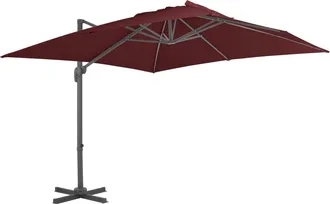 vidaXL Sombrilla Jard&iacute;n Voladiza Palo De Aluminio Burdeos 400x300 Cm Vidaxl