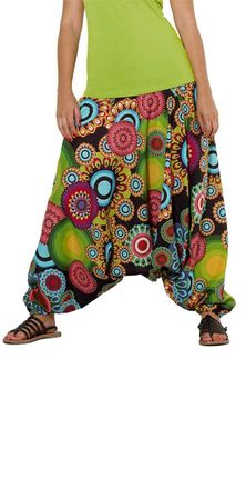 Coline Womans Harem Pants 3 in 1 Printed Cotton (Black, One Size)