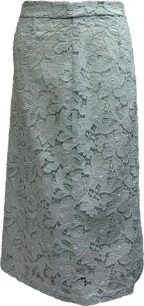 Zimmermann Lace Detailed Midi Skirt in Mint Green Polyester