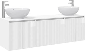 vidaXL Juego De Muebles De Ba&ntilde;o 3 Uds. Blanco Brillante Vidaxl