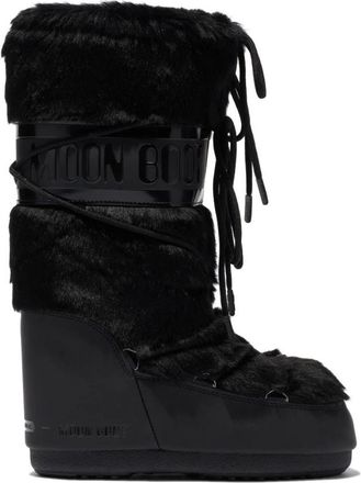 Moon Boot Icon Faux-Fur Laarzen - Dames - Winterlaarzen - Zwart - 35 EU - Leer - Schoenen