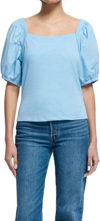 Nation Ltd Maya Puff Sleeve Top In Powder Blue