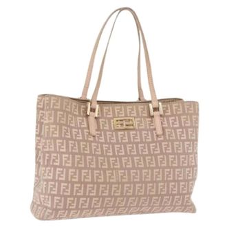 Fendi Pre-owned Vintage Zucchino Canvas Hand Bag - Dames - Vintage Shopper - Beige - ONE Size - Leer - Vintage