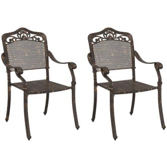 vidaXL Silla De Jard&iacute;n 2 Pcs Bronce 55 X 56.5 X 91cm Aluminio Vidaxl