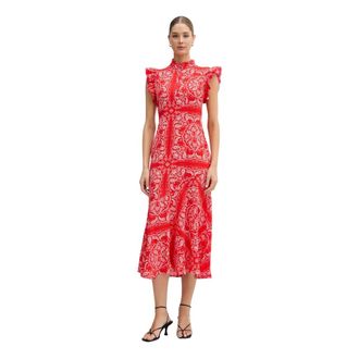 Never Fully Dressed Paisley Maxi Jurk - Dames - Casual kleedjes - Rood - S - Polyester - Kleedjes
