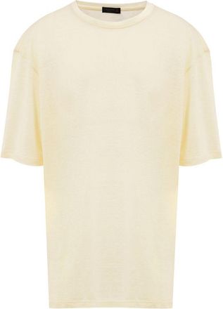 Corneliani Yellow Linen Mens T-Shirt