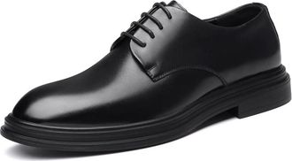 Generic Dress Oxford Shoes for Men Lace Up Round Toe Solid Derby Shoes PU Leather Anti-Slip Slip Resistant Block Heel Low Top Non Slip Prom(9.5 UK) Black