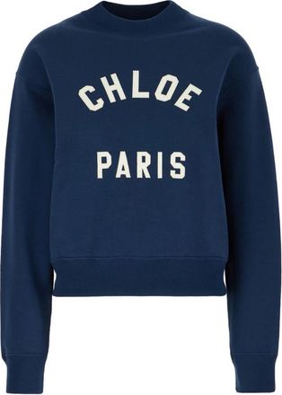Chlo&eacute; Mock-neck Logo Sweatshirt - Dames - Sweatshirts - Blauw - L - Katoen - Hoodies & sweatvesten