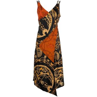 Marine Serre Graphic-Print Zijden Slipdress - Dames - Casual kleedjes - Veelkleurig - S - Kleedjes