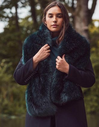 Live Unlimited London Womens Green Faux Fur Scarf - Size: O/S