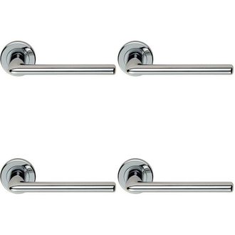 Loops 4x PAIR Slimline Straight Bar Lever on Round Rose Concealed Fix Polished Chrome