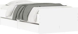 vidaXL Bed Frame with Drawers without Mattress White 90x190 cm Single Vidaxl