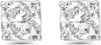 Diana M. Jewels 14kt white gold lab grown cushion stud earrings weighing 8.27 cts tw set in a four prong setting