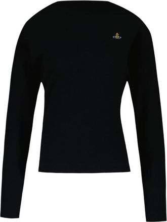 Vivienne Westwood Round-neck Knitwear, female, Black, Size: M LS Hebo Top