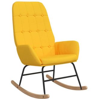 vidaXL Silla Mecedora De Tela Amarillo Mostaza Vidaxl