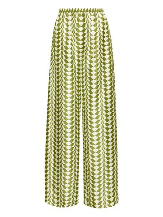 Oscar De La Renta Geo silk trousers - Green