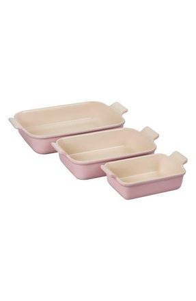 LE CREUSET Heritage Set of 3 Rectangular Baking Dishes in Chiffon Pink at Nordstrom